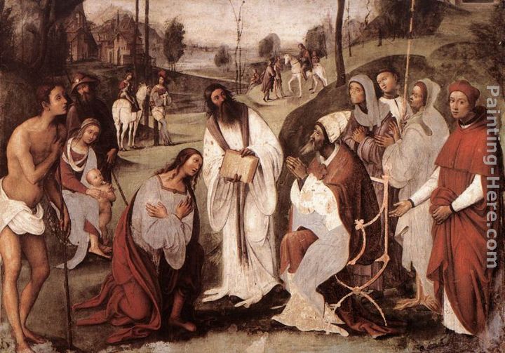 Conversion of St Valerian painting - Lorenzo Costa Conversion of St Valerian art painting